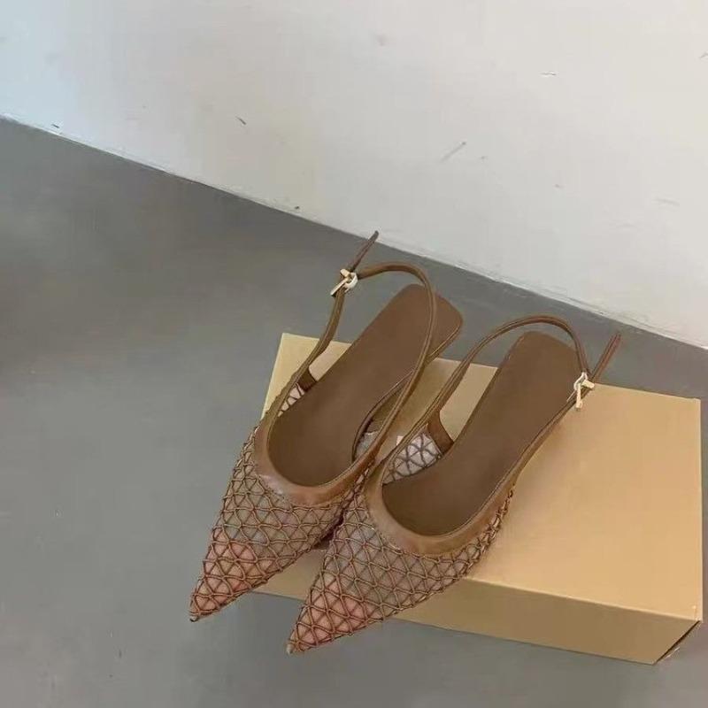 Роскошные сетчатые женские босоножки на каблуке, дизайнерские туфли на среднем каблуке, женские шлепанцы, летний новый стиль, популярные элегантные сандалии для ходьбы
