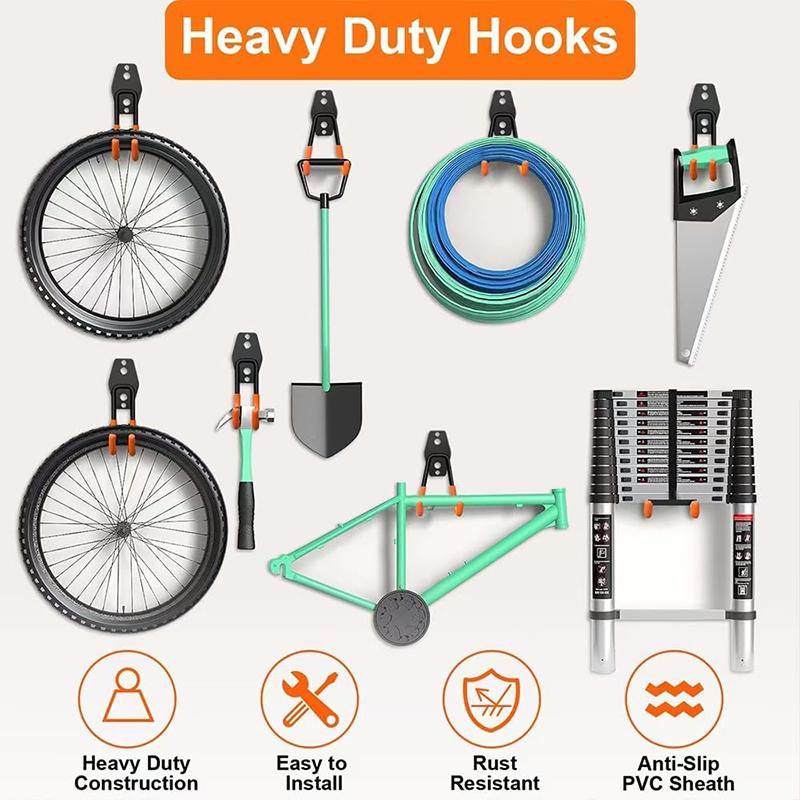 1 шт. Велосипедный гаражный крюк для тяжелого хранения, крепеж, настенное крепление, нескользящий подвесной крюк, высокая грузоподъемность, квадратный металлический крюк, садовый инструмент