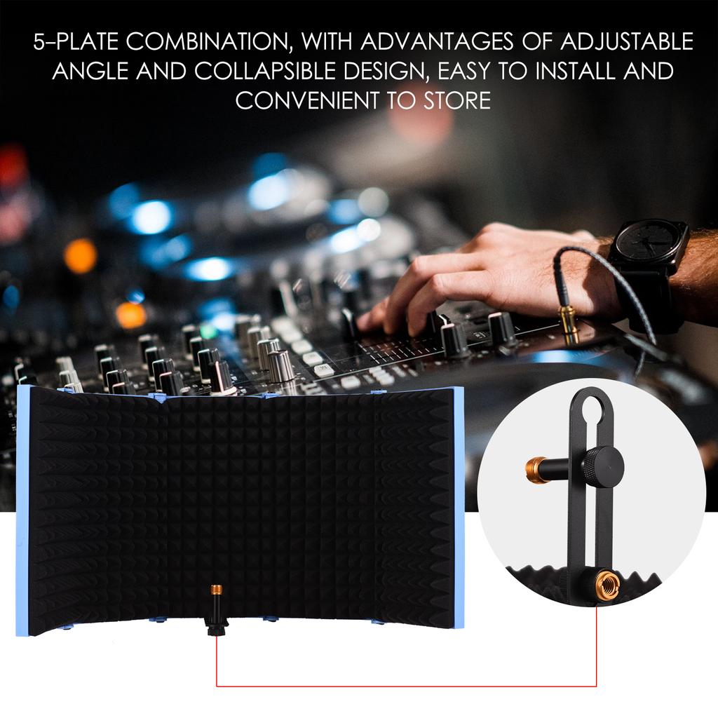 5-дверный профессиональный студийный микрофон для записи, изолирующий экран, складной поп-фильтр, микрофон, ветер