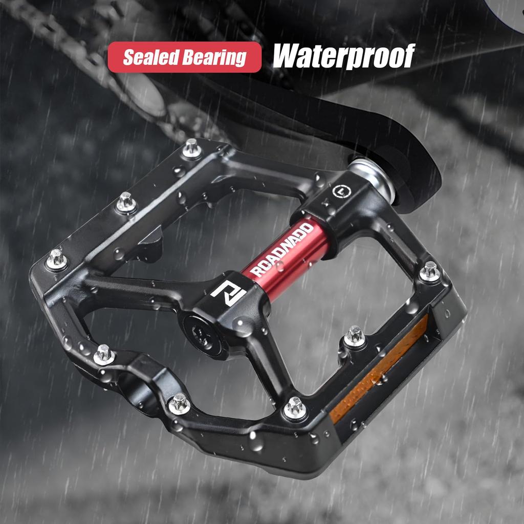 ROADNADO плоские педали велосипедные педали дюймовые педали из алюминия с ЧПУ легкие педали с отражателями для горных велосипедов MTB BMX шоссейные велосипеды 9/16 с противоскользящим покрытием,