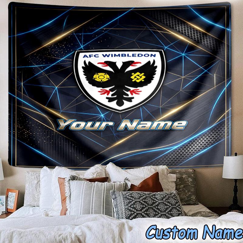 Custom Name Afc Wimbledon Crest Printed Tapestry, for Bedroom,Livingroom, dormitory, Large Wall Decor, Fabric Decor Fan Birthday Gifts