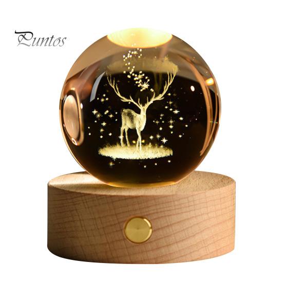 Искусственный хрустальный шар, успокаивающий космический ночник, прозрачные светящиеся звездные сферы с деревянной основой для прикроватного столика