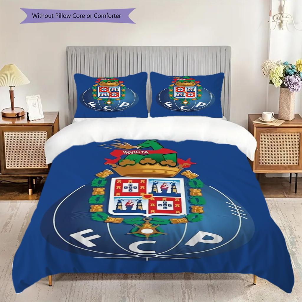 Porto Football Club Emblem Bedding (1 * duvet cover + 2 * pillowcase, without core) 2D Flat Christmas birthday gift Duvet cover and pillowcase