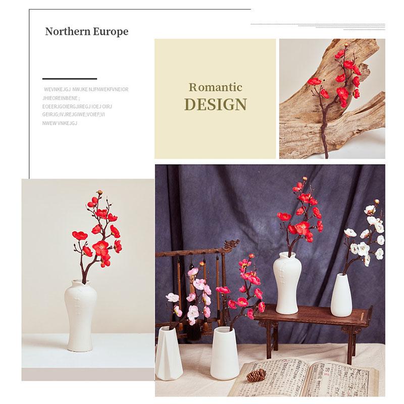 Houseeker Искусственные сливы Вишни Шелковые Флоры Сакура Цветы Ветки Домашний стол Декор в гостиную Diy Праздничные свадебные украшения