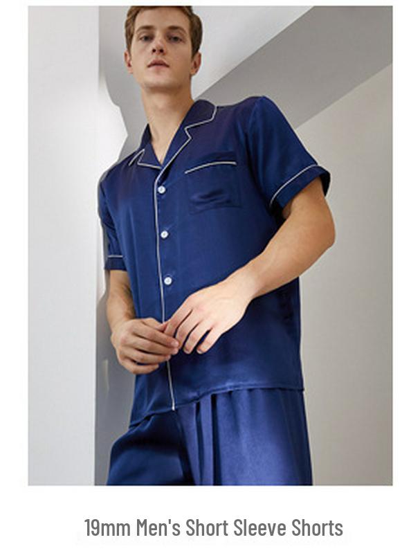 Мужской шелковый пижамный комплект: Топ с длинным рукавом и брюки с вышивкой бабочек, 100% шелк тутового дерева