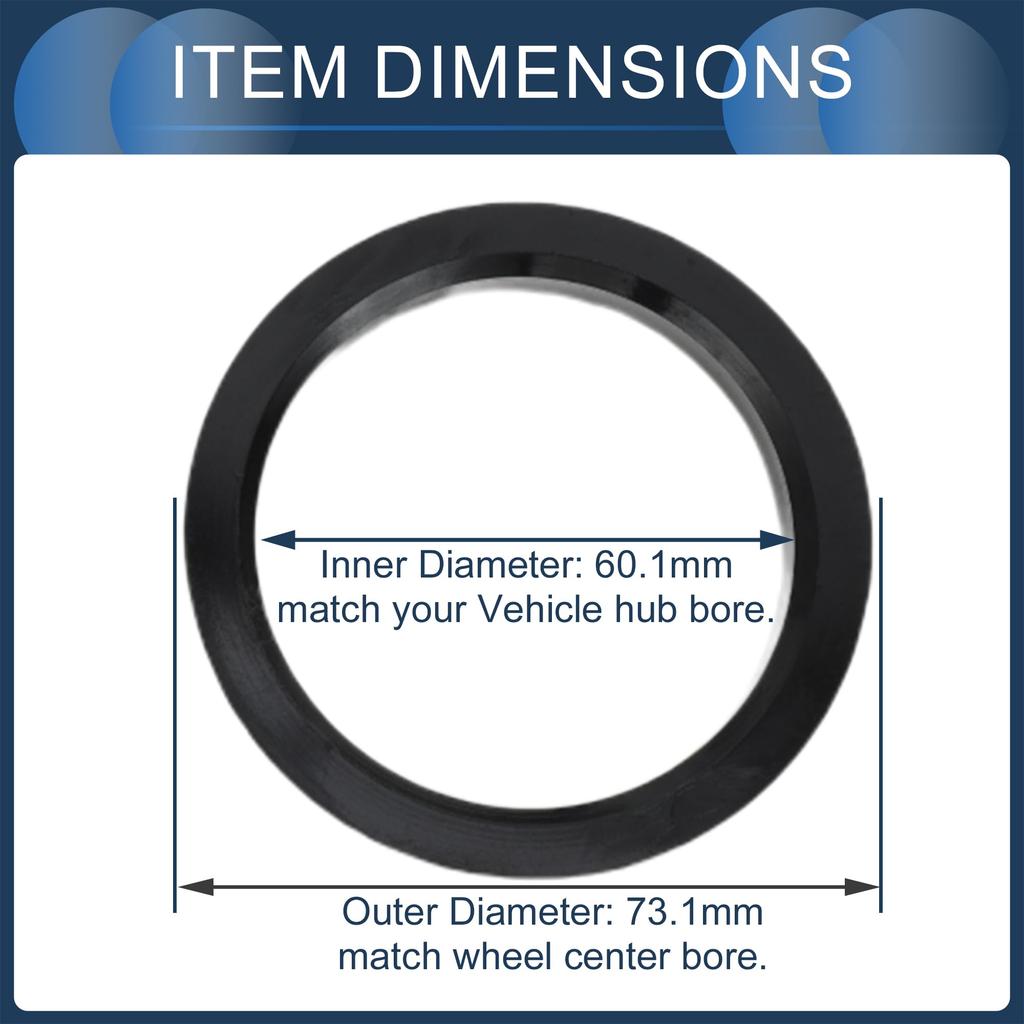 INFINAUTO Центрирующее кольцо 60.1мм ID 73.1мм OD Кольцо ступицы автомобильного колеса Пластик ABS Черный 4шт