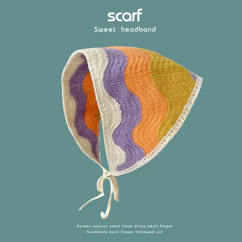 Women Triangular Scarf Summer Thin Sun Protection Lace Headscarf French Breathable Versatile Hair Band Funny Girl Cute Headscarf