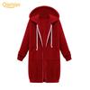Autumn and Winter Women‘s European and American Hooded Long-sleeved Mid-length Sweatshirt and Fleece Long Coat