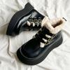 Winter Leather Round Toe Chunky Plush Woman Shoes Comfortable and Elegant Lamb Booties New Rock Goth Padded Snow Boots for Women