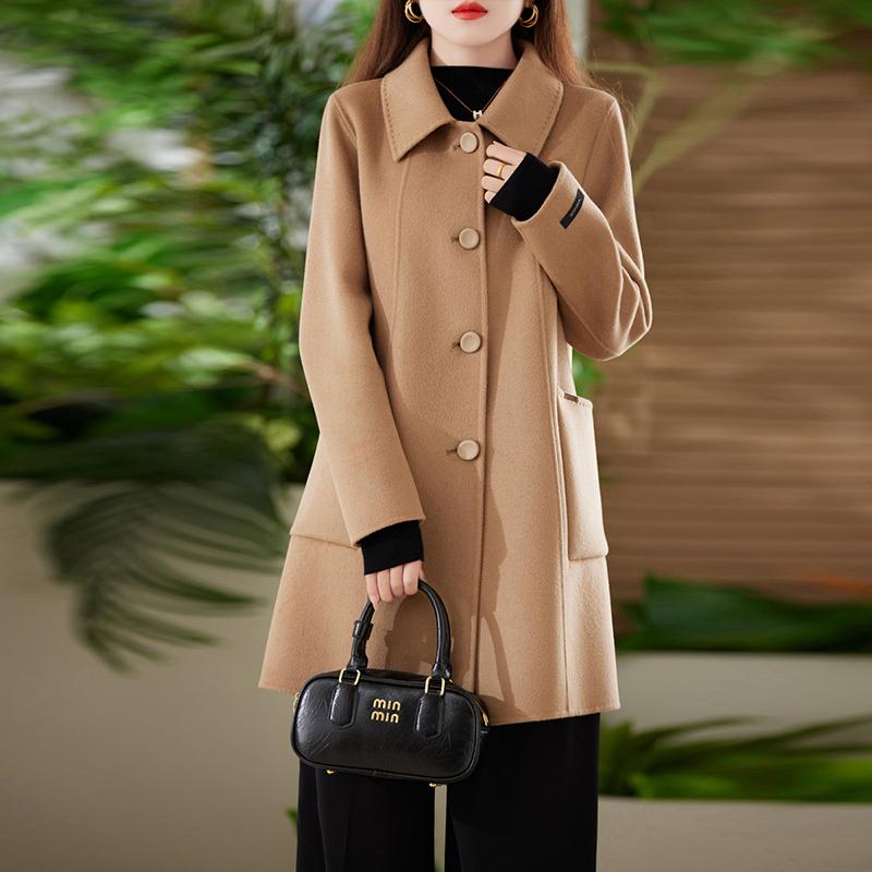 Женское пальто из 100% шерсти TIDENOVEL Осеннее шерстяное длинное пальто Ручной работы Пальто-бушлат Зимняя теплая шерстяная длинная куртка Пальто