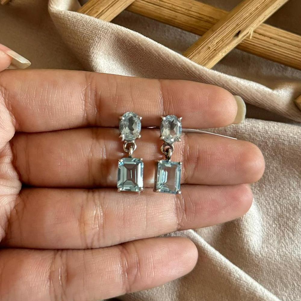 Женские серьги из стерлингового серебра 925 пробы с синим топазом и драгоценным камнем, ювелирные изделия ручной работы