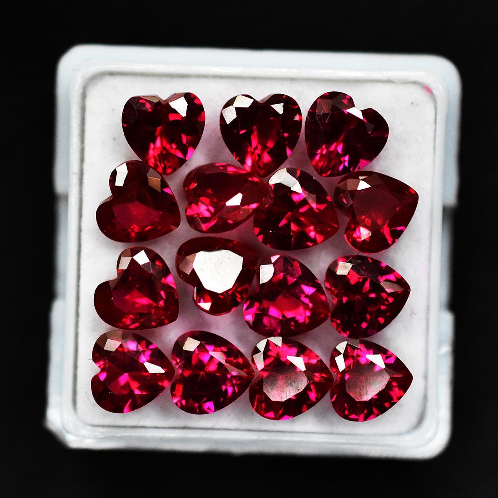 Natural Red Ruby Loose Gemstone 6x6 mm 18 pcs Heart Cut Lot Flawless for Jewelry Making and Crafts