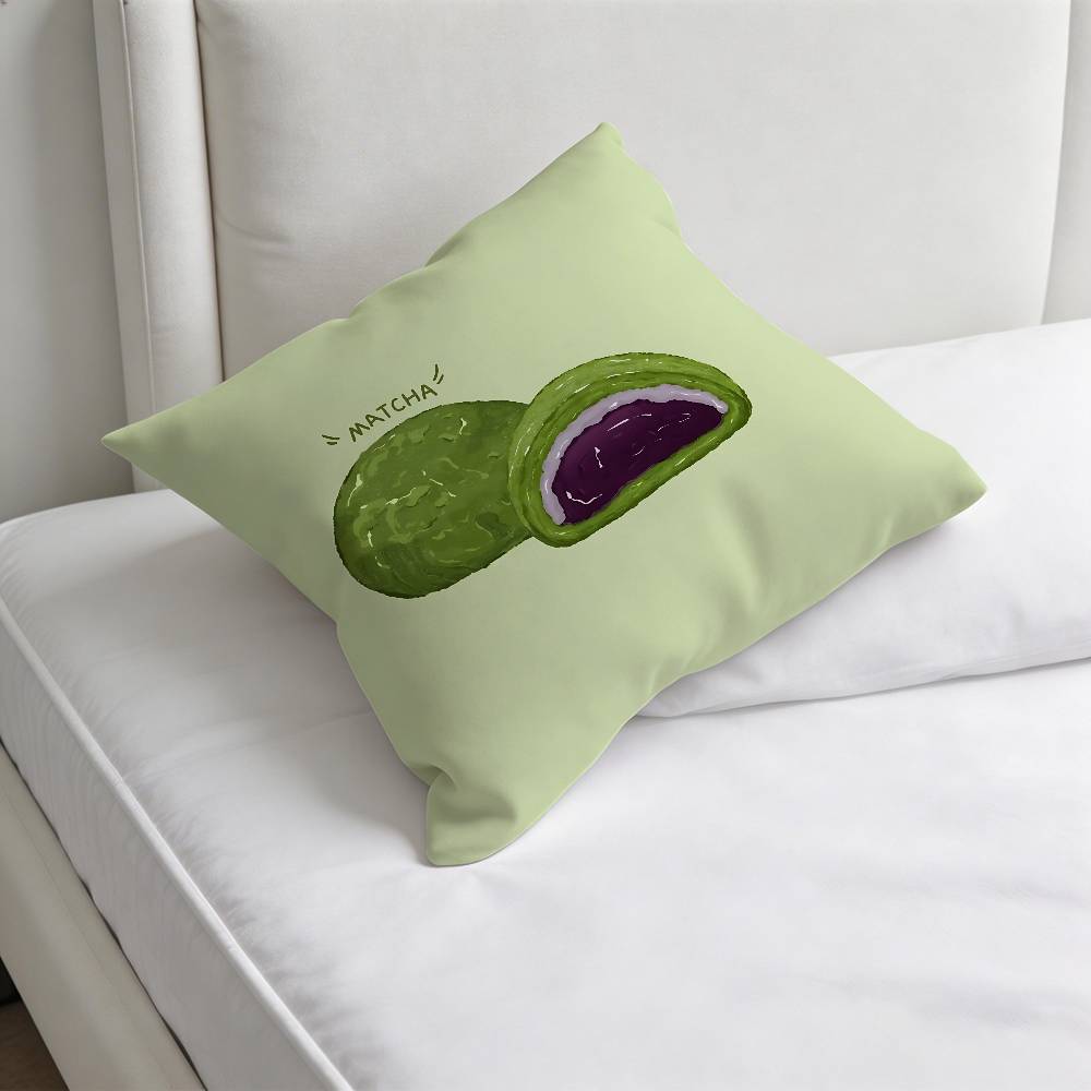 Green INS Style MMatcha Cake Square Pillow Case Soft Decorative Throw Pillow Cover for Home Sofa Bed