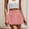 Ladies' Fashion Solid Color High Waist Skirt Double Layer Bubble Skirt Skirt