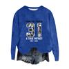 Women's Fashion Round Neck Pullover Top Long Sleeve Tee Printed Sweatshirt