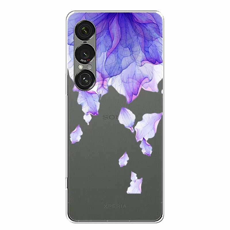 Прозрачный чехол с цветами для Sony Xperia 1 VII 5G, чехол-бампер из мягкого ТПУ-силикона для Sony Xperia1 VII, прозрачный чехол Sony1VII