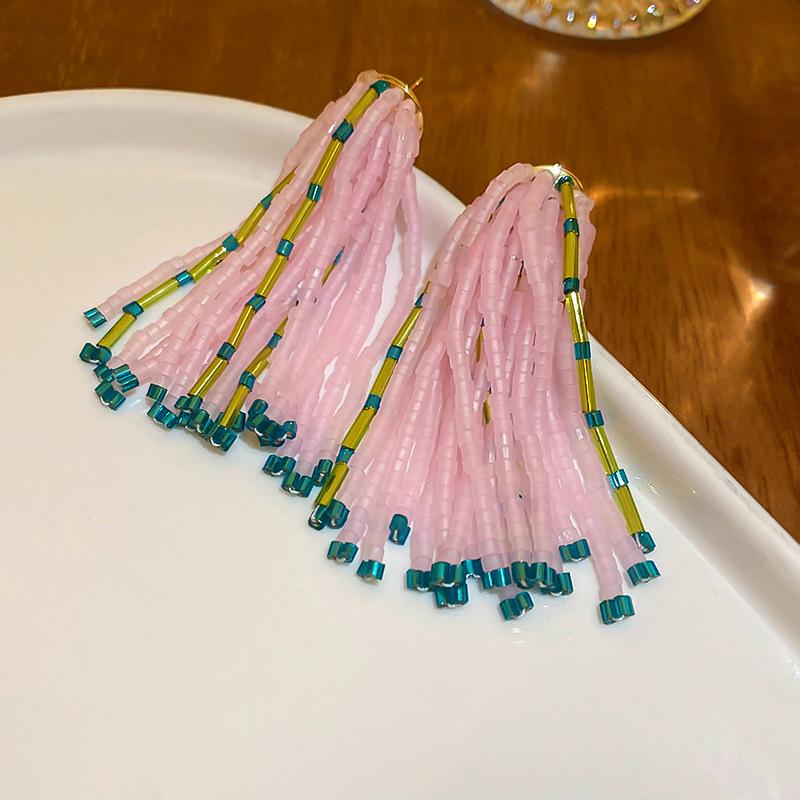 Серебряные needle flower mesh серьги-гвоздики с бахромой, свежие и милые, в стиле морского отпуска, модные, универсальная атмосфера
