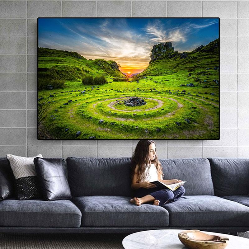 Натуральный зеленый лес свежий мох холст картины настенное искусство зеленое дерево растение искусство постеры и принты для декора гостиной без рамки