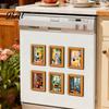 Decorative Frames for Office Whiteboards Cute Cat Magnetic Fridge Magnet, Vintage Wooden Picture Frame, Fun Photo Display Small Pictures Scene