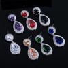 WWJ White Zircon Setting Luxury Water Drop Royal Blue Earring