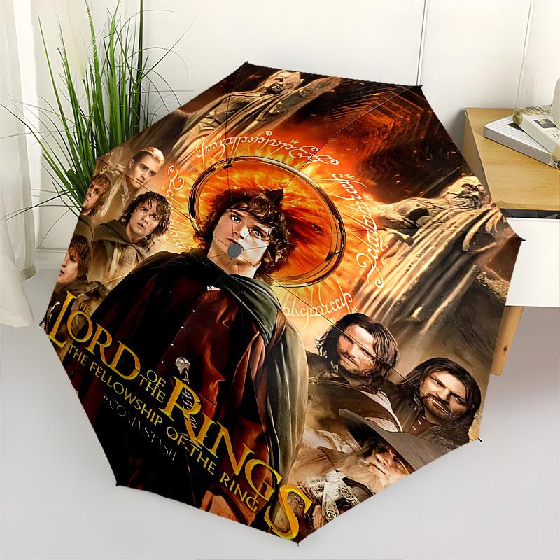 1pc Lord of the Rings Fellowship of the Ring Automatic Folding Umbrella - Compact 8-Rib Design, Durable Plastic & Iron1382L
