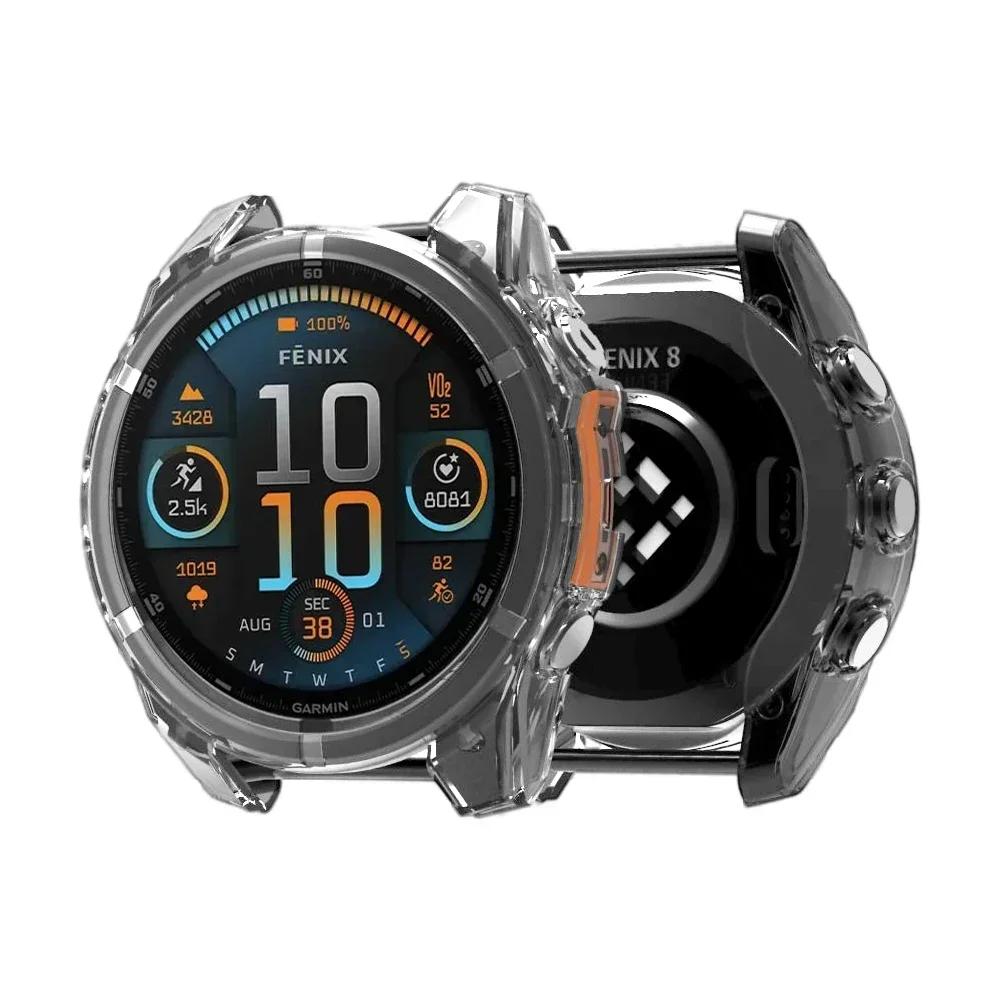 Мягкий прозрачный силиконовый защитный чехол для Garmin Fenix 8 47 мм 51 мм Прозрачная ТПУ крышка для корпуса часов Fenix8 Аксессуары