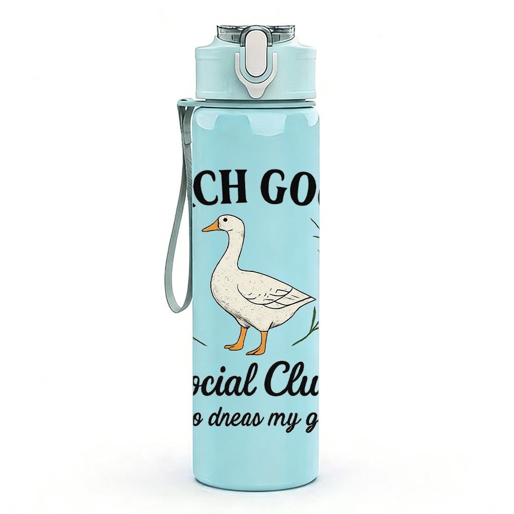 1PC Porch Goose Social Club Art 750ml Color Plastic Sports Water Bottle Leakproof Flip Straw Lid Suitable for Sports Office Home Use