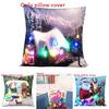 Led Vintage Cotton Linen Pillow Case With Color Changing Lights For Sofa And Couch Decor