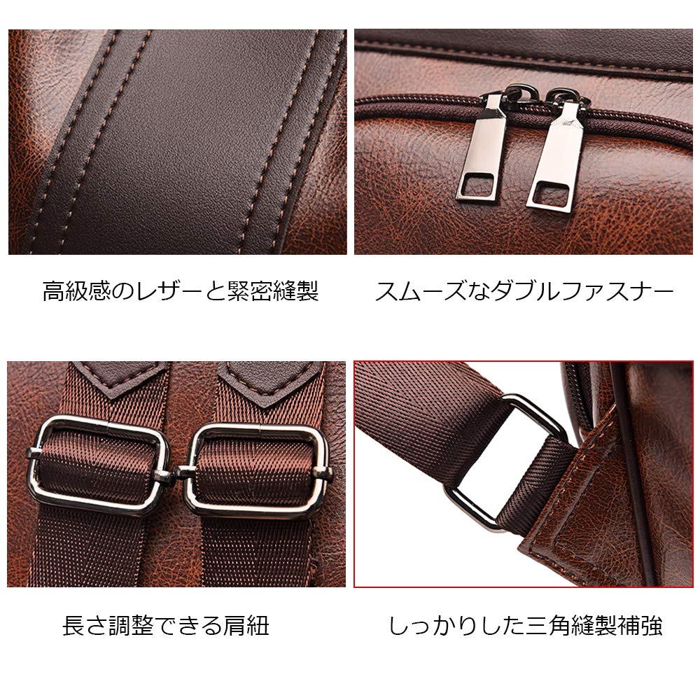 Zhongningyifeng ZNYF Backpack with Zippered Shoulder Popular with Girls Women's Back, Leather, Anti-theft, Waterproof, 2-Way Bag, (Coffee)