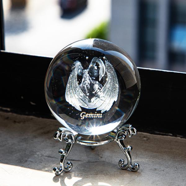 H & D 3D Созвездие Хрустальный Шар Сфера Дисплей Стекло Пресс-папье Волшебный Шар Исцеляющий Хрустальный Шар С Подставкой Для Креативного Подарка На День Рождения