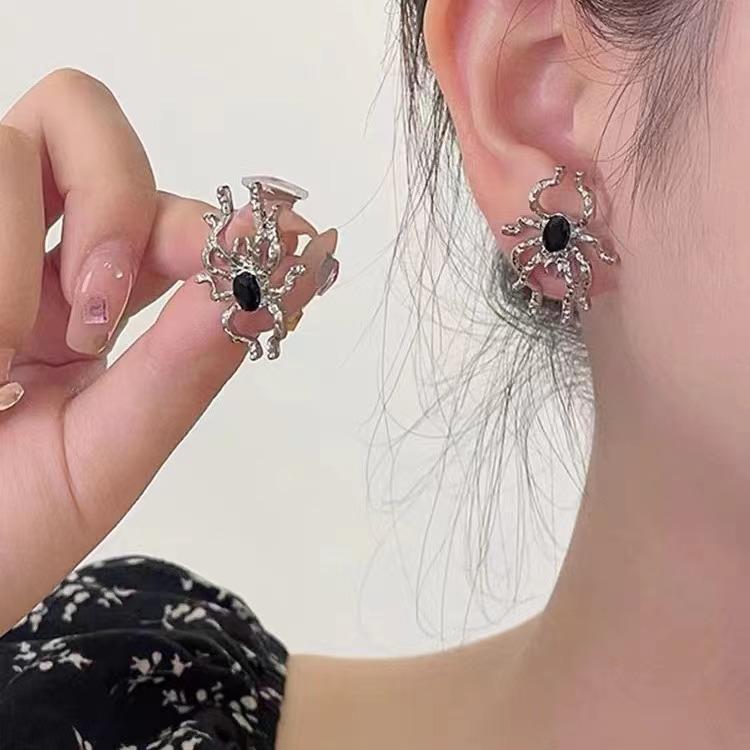 Жидкие серьги-пауки, серебряные серьги в минималистском стиле с зажимами для ушей, серьги в стиле панк для женщин