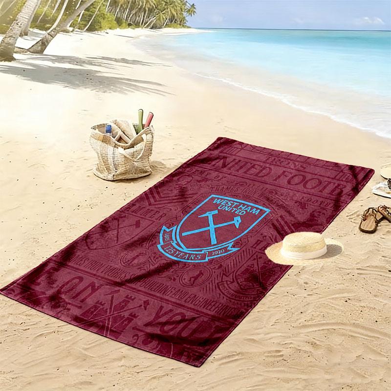 West Ham logo Print Beach Towel, Large Soft Quick Dry Towel for Beach Camping Swimming