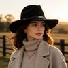 Wide Brim Felt Fedora Hat Felt Equestrian Hat Gifts Wide Brim Hat  Daily Outfits