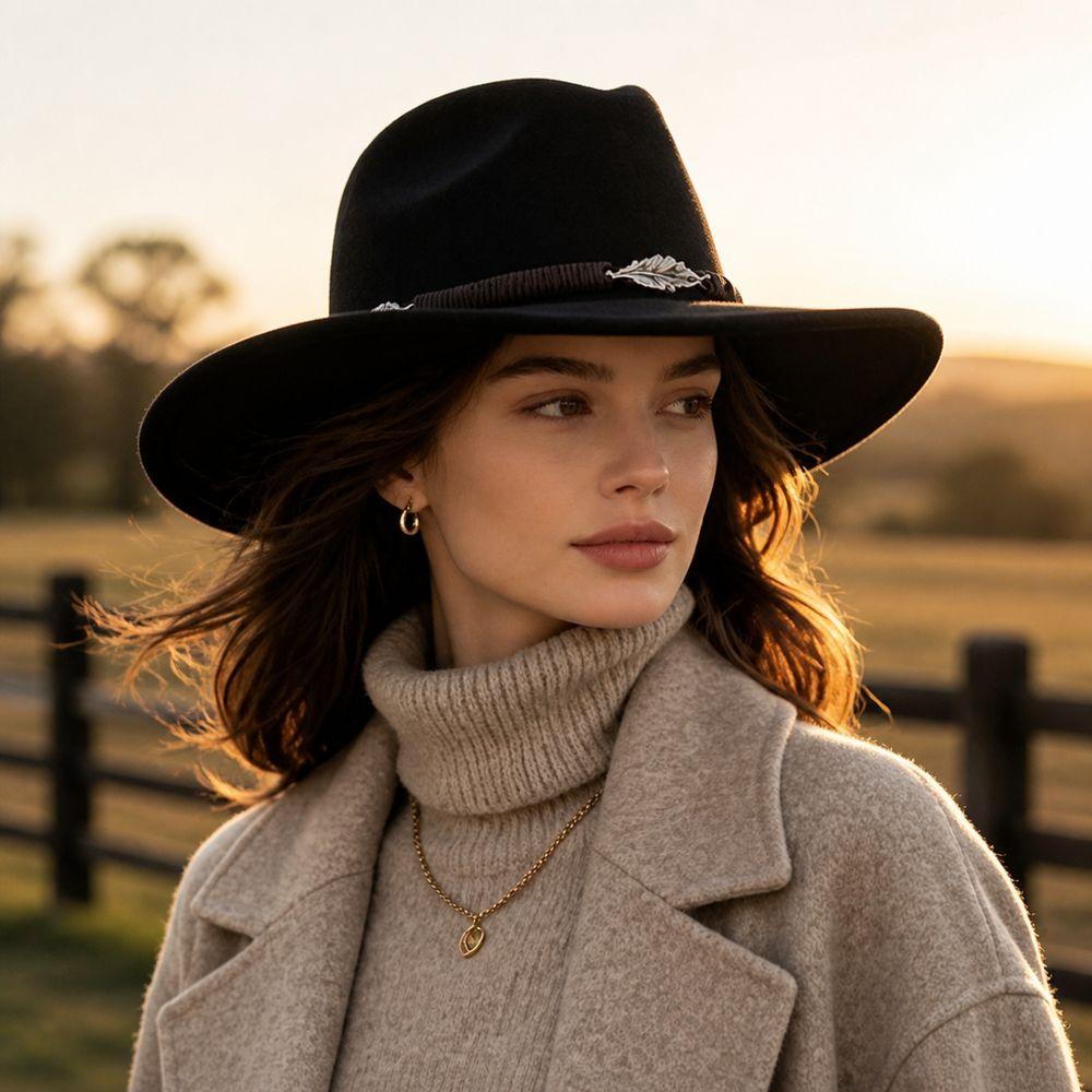 Wide Brim Felt Fedora Hat Felt Equestrian Hat Gifts Wide Brim Hat Daily Outfits