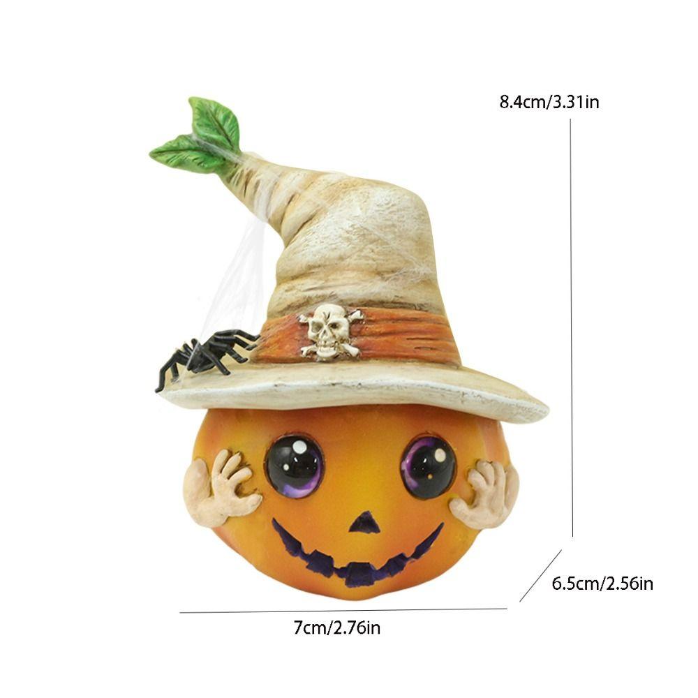Украшение на Хэллоуин Скульптура тыквы-эльфа из смолы Милые забавные фигурки тыквенной головы Мультяшная миниатюрная статуэтка Украшение для вечеринки