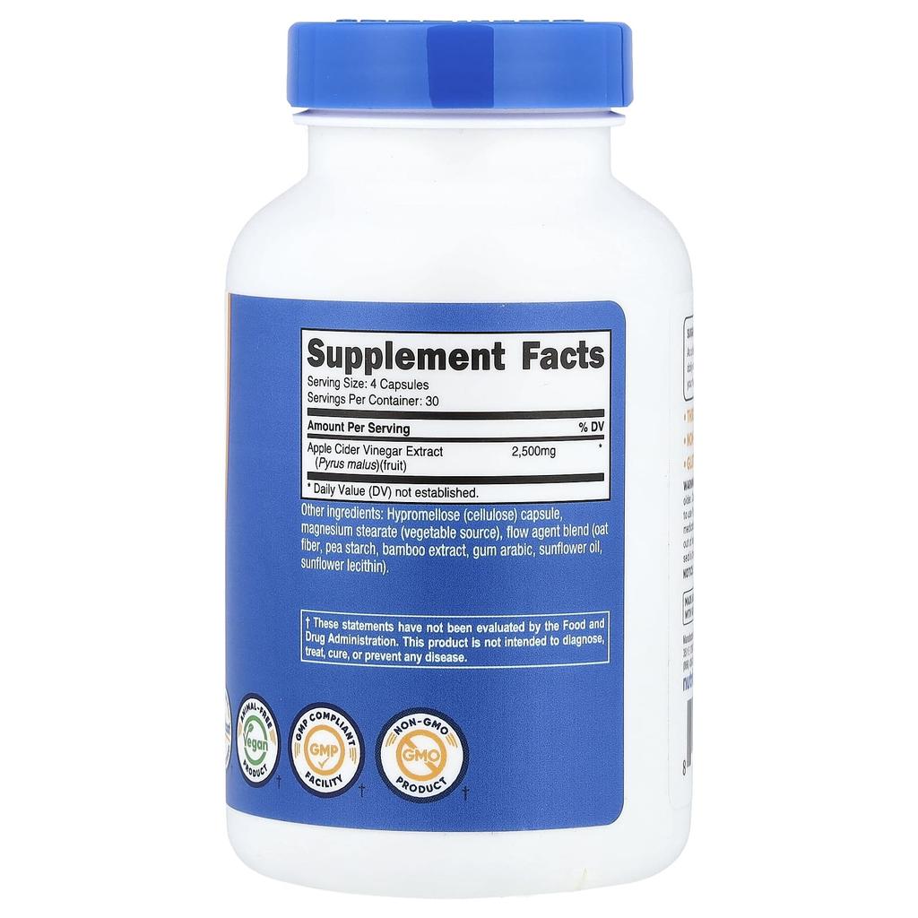 Nutricost Яблочный уксус, 120 капсул (625 мг в капсуле)