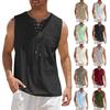 Мужские повседневные свободные хлопковые льняные рубашки, цветная рубашка, блузка, жилет без рукавов, пляжные рубашки, топы