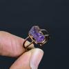 Amethyst Handmade Gemstone Ring, Copper Electroformed Ring Antique Jewelry, Adjustable Ring Engagement Gift