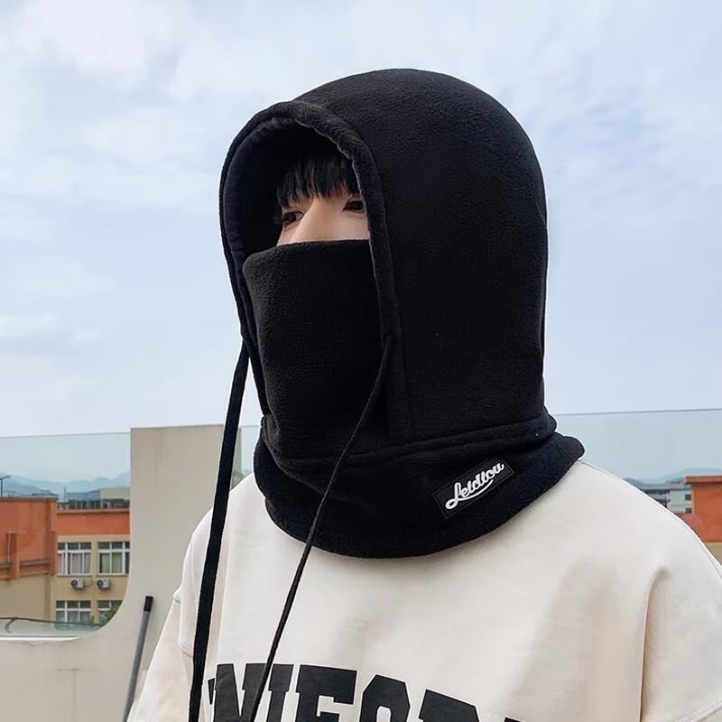 Outdoor Cycling Warm Hat for Men, Winter Fleece-Lined Windproof Ear-Protecting Face Mask Hat with Scarf, Integrated Cycling Leifeng Hat