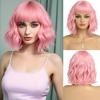Короткие белые серебряные парики для женщин Серый волнистый парик Боб с челкой Синтетические волосы средней длины Парик с волнистыми волосами Темные корни Серый