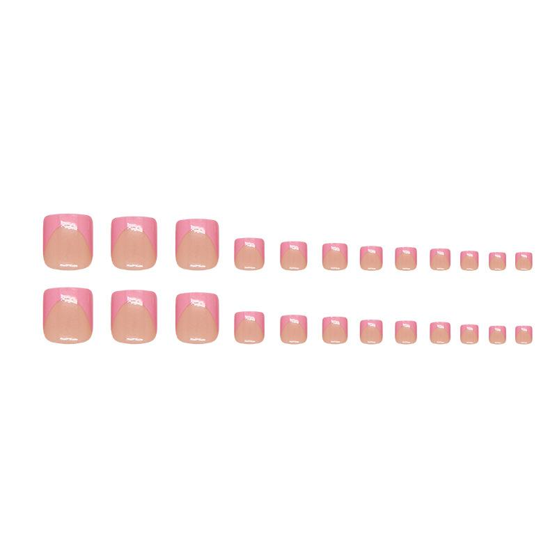 Sweet honey powder French temperament simple fashion white ins wind removable toenail manicure 24 pieces