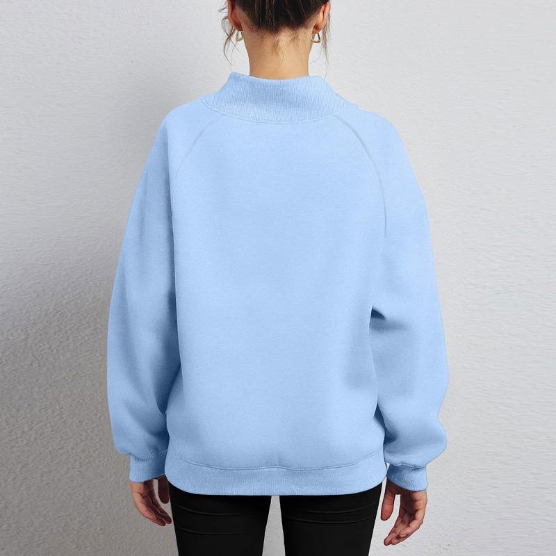 Loose Half High Neck Thick Raglan Warm Fleece Sweatshirt For Women