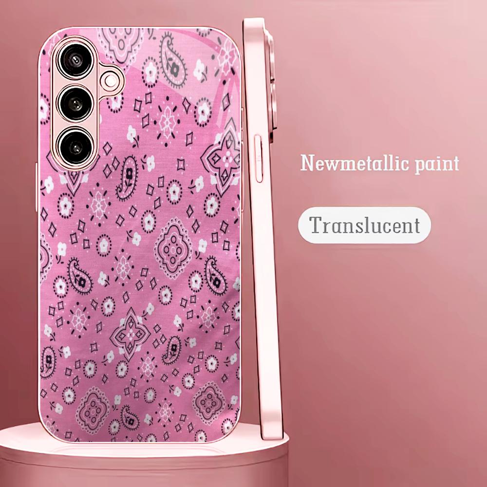 Изысканные узоры Чехол для телефона для Samsung Galaxy S26 S25 S24 S23 S22 FE Ultra Plus Встроенное стекло ощущение голой панели Женский стиль