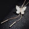 Винтажное длинное ожерелье с подвеской в виде бабочки из кристаллов для женщин, универсальная цепочка для свитера, рождественские подарки