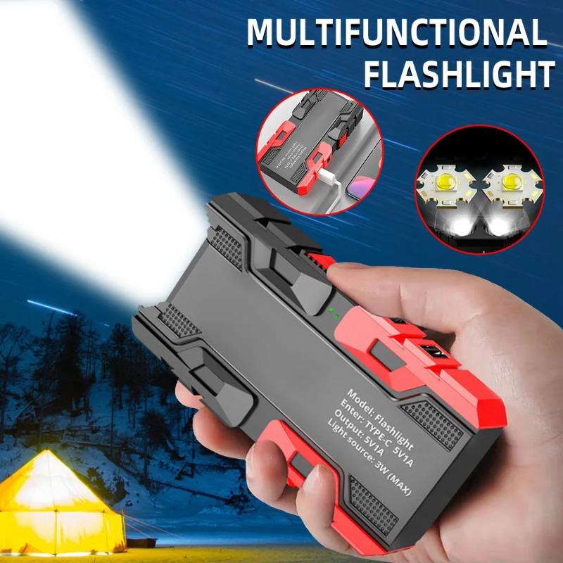 Strong EDC Keychain Flashlight Outdoor Portable USB Rechargeable Multifunction LED Light Power Bank Waterproof Camping Lamp