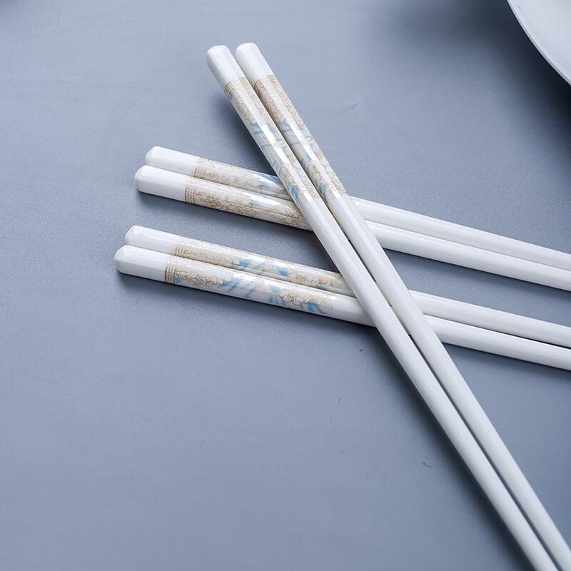 Gold Inlaid Jade Ceramic Chopsticks Set