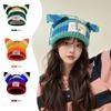 Pig Hat New Contrasting Colors Cute Pig Ears Thickened Warm Wool Hat Men's and Women's Autumn and Winter Color Matching Knitting