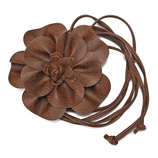 Пояс с цветочным принтом в стиле бохо для женщин и девочек, тонкий пояс из искусственной кожи с цветочным принтом для свадебного платья