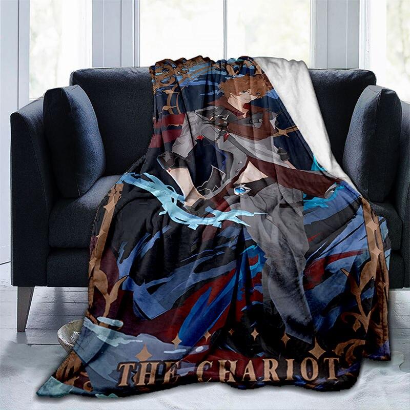 Мультяшное одеяло с принтом Genshin, фланелевое теплое мягкое плюшевое одеяло для дивана-кровати, милое плюшевое одеяло в стиле аниме