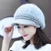 Hat Women's Winter New Rabbit Fur Hat Solid Color Cap Warm Knitted Wool Hat Plush Mother Hat